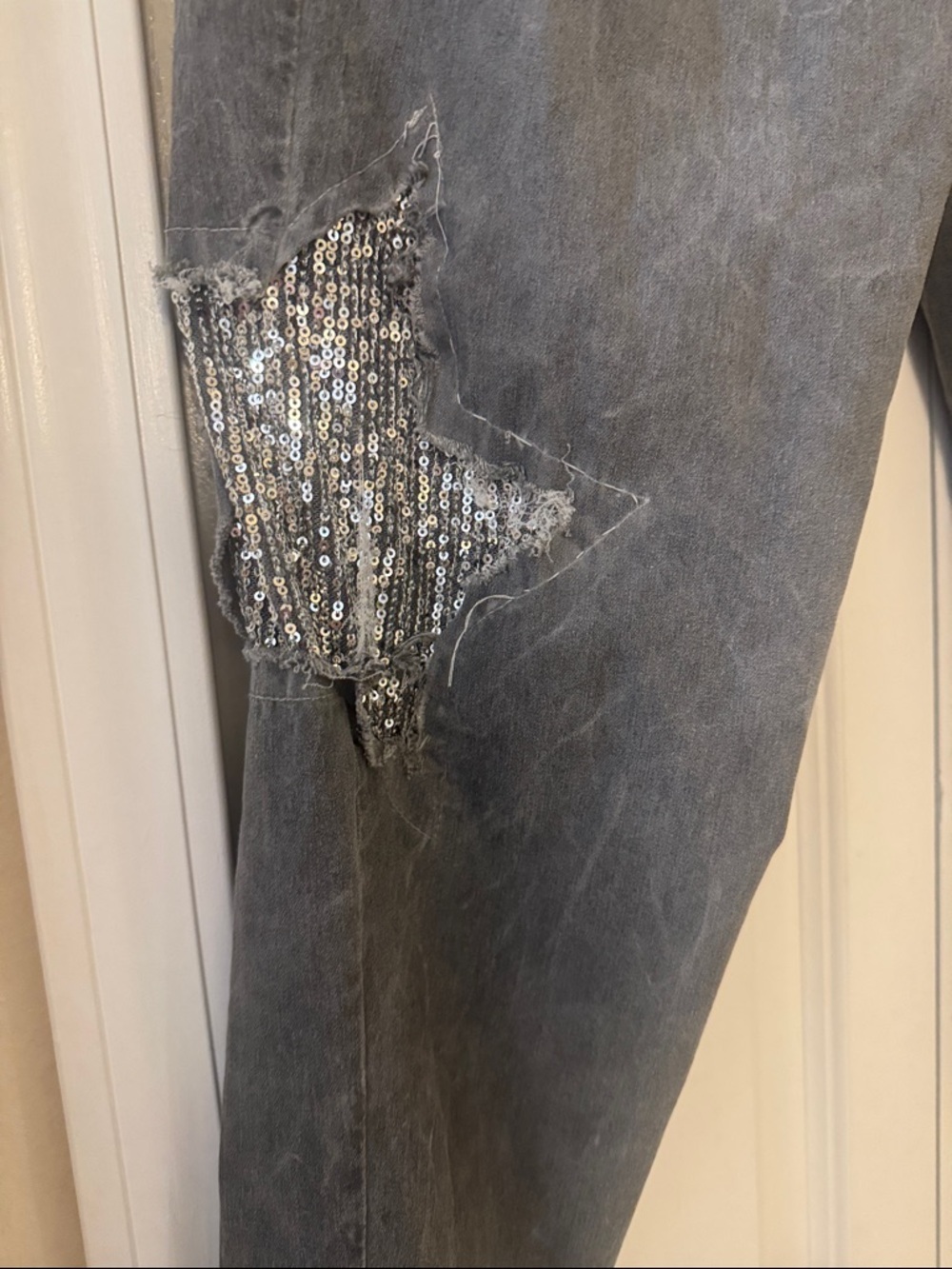 Gray Sequin Star Embellished Joggers - Picture 4 of 9
